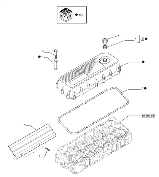 504008093 - Крышка клапанная ГБЦ ДВС Cursor8K/9K CS, CSX, CX6/8